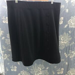Molly + Isadora black button detail a-line pull-on skirt size 1X